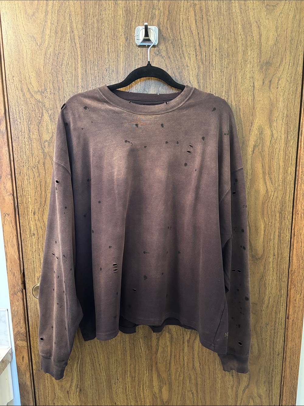 Men's Distressed Brown Crewneck Sweater